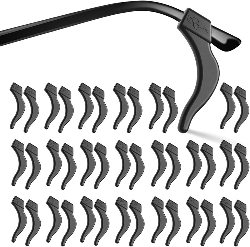 topstart Store 20 Pairs Eye Glasses Ear Grippers, Anti-Slip Glass Ear Hook Comfort Silicone Eyeglasses Ear Cushion for Behind the Ear for Glasses Sunglasses Reading Glasses Retainers for Kids Adults(Black) - Image 1